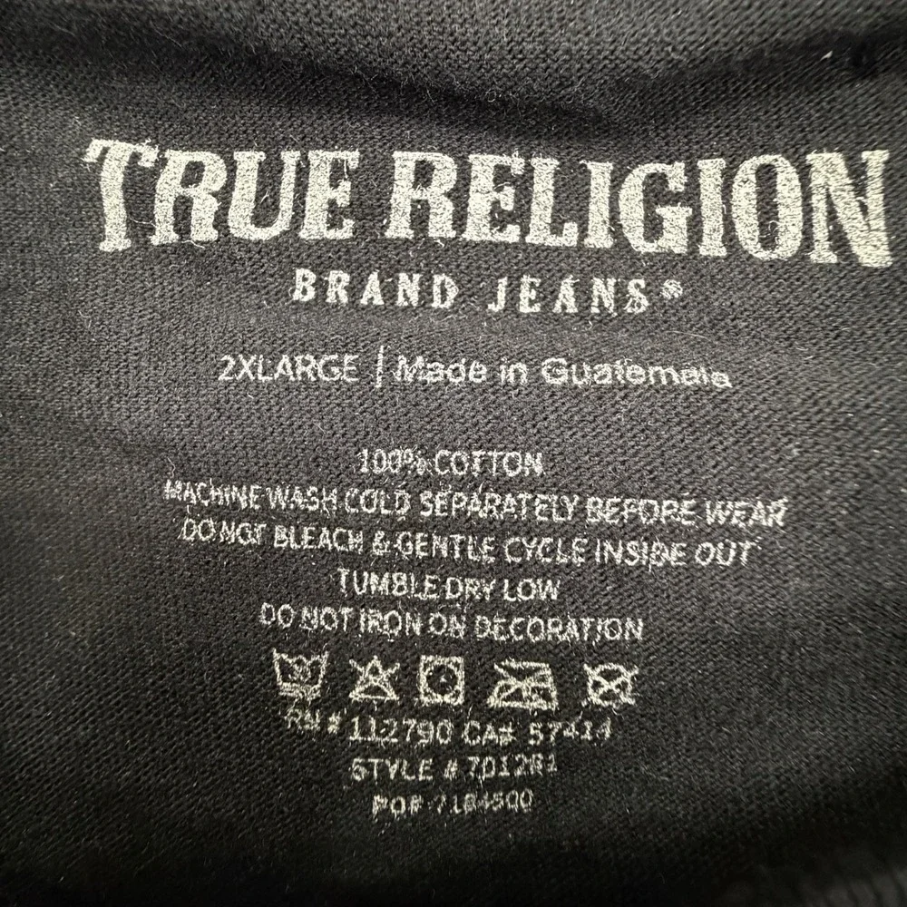 True Religion Buddha World Tour Black T Shirt Size 2XL Mens Retail $62